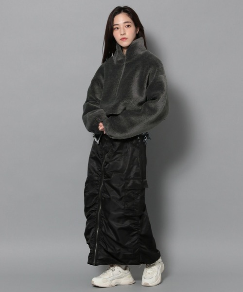 Anui（アニュイ）の「【UNISEX/2サイズ展開】MA1レイヤードスカート（スカート・レディース・ブラック/グレー・MEDIUM/SMALL）」の7枚目の写真