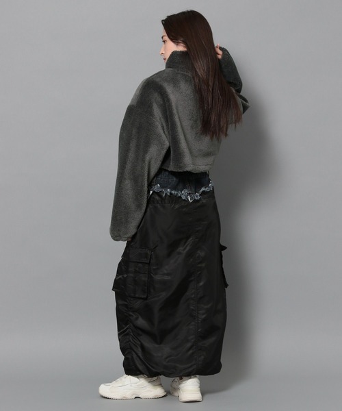 Anui（アニュイ）の「【UNISEX/2サイズ展開】MA1レイヤードスカート（スカート・レディース・ブラック/グレー・MEDIUM/SMALL）」の9枚目の写真