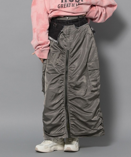 Anui（アニュイ）の「【UNISEX/2サイズ展開】MA1レイヤードスカート（スカート・レディース・ブラック/グレー・MEDIUM/SMALL）」の15枚目の写真