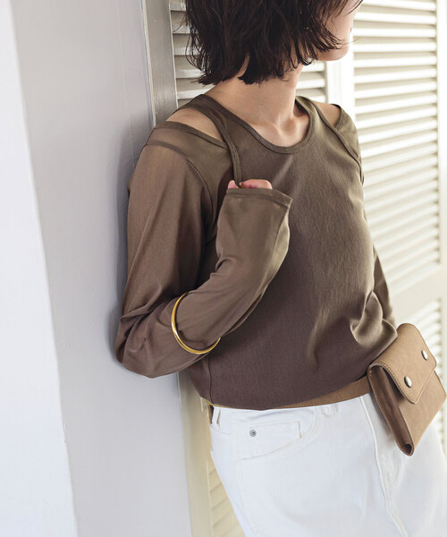 SLOBE IENA(スローブイエナ)の「チュールセットプルオーバー(Tシャツ/カットソー・レディース・ブラウン/グリーン/アイボリー・FREE)」の3枚目の写真