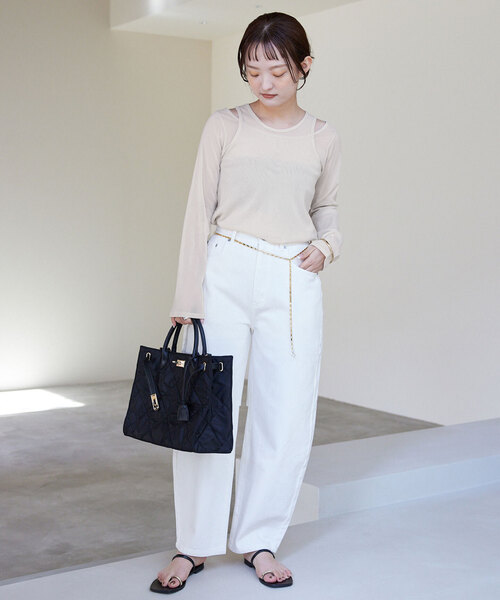 SLOBE IENA(スローブイエナ)の「チュールセットプルオーバー(Tシャツ/カットソー・レディース・ブラウン/グリーン/アイボリー・FREE)」の4枚目の写真