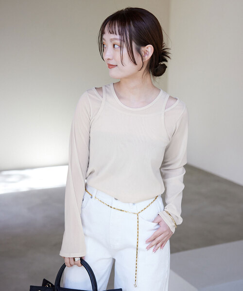 SLOBE IENA(スローブイエナ)の「チュールセットプルオーバー(Tシャツ/カットソー・レディース・ブラウン/グリーン/アイボリー・FREE)」の7枚目の写真