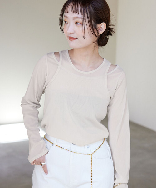 SLOBE IENA(スローブイエナ)の「チュールセットプルオーバー(Tシャツ/カットソー・レディース・ブラウン/グリーン/アイボリー・FREE)」の8枚目の写真