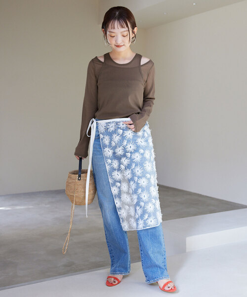 SLOBE IENA(スローブイエナ)の「チュールセットプルオーバー(Tシャツ/カットソー・レディース・ブラウン/グリーン/アイボリー・FREE)」の19枚目の写真