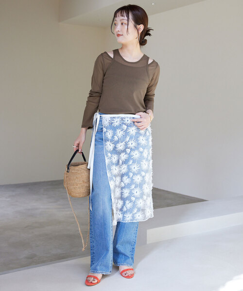 SLOBE IENA(スローブイエナ)の「チュールセットプルオーバー(Tシャツ/カットソー・レディース・ブラウン/グリーン/アイボリー・FREE)」の18枚目の写真