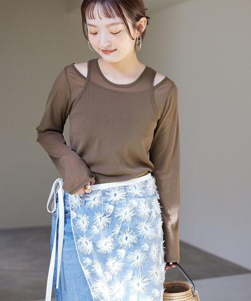 SLOBE IENA(スローブイエナ)の「チュールセットプルオーバー(Tシャツ/カットソー・レディース・ブラウン/グリーン/アイボリー・FREE)」の22枚目の写真