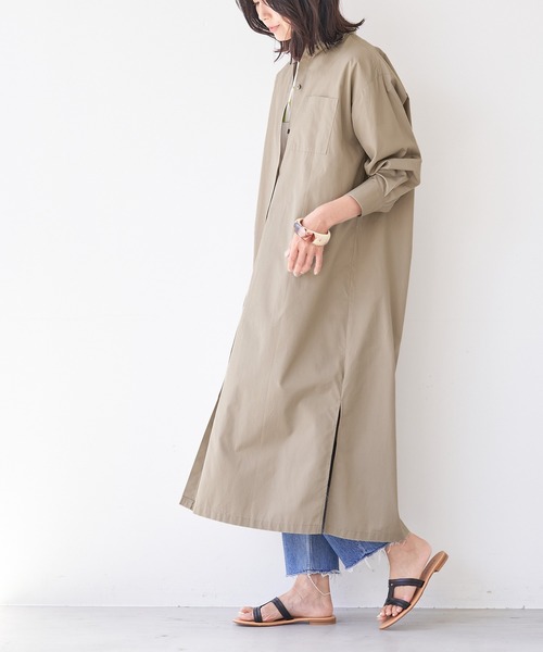 ロングワンピース シャツワンピース カーキ ロングワンピース MICA&DEAL