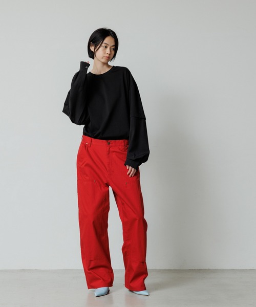 ADAM ET ROPE'(アダムエロペ)の「【WEB限定】アーム スイッチ ロングスリーブ カットソー / ルーズシルエット / ユニセックス(Tシャツ/カットソー・メンズ・ブラック/ネイビー/オフホワイト・S/M/L)」の17枚目の写真