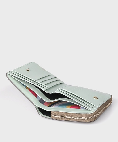 ポールスミス サプルレザー SS24 二つ折り財布 カーキブラウン 美品 ポールスミス 財布 Paul Smith 二つ折り財布 メンズ グリーン ブラウン