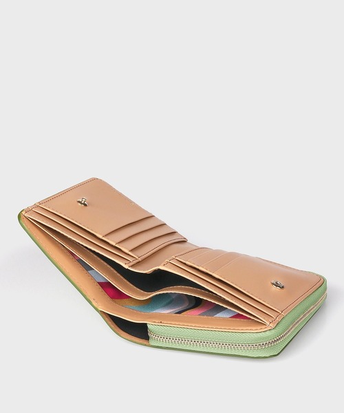 【新品未使用タグ付き】ポールスミス　キルト2way ブルゾン　カーキ色　110 カラードエッジ がま口2つ折り財布（ベージュ） ｜ポール・スミス