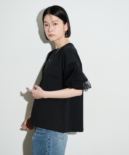 Shelly island（シェリーアイランド）の「チュールパフTシャツ（Tシャツ/カットソー・レディース・ホワイト/ブラック・FREE）」の14枚目の写真