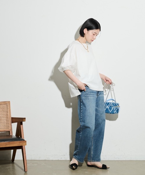 Shelly island（シェリーアイランド）の「チュールパフTシャツ（Tシャツ/カットソー・レディース・ホワイト/ブラック・FREE）」の8枚目の写真