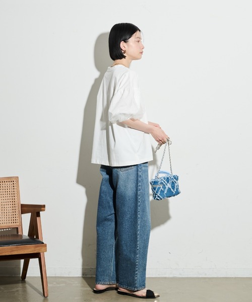 Shelly island（シェリーアイランド）の「チュールパフTシャツ（Tシャツ/カットソー・レディース・ホワイト/ブラック・FREE）」の9枚目の写真