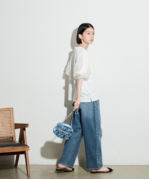 Shelly island（シェリーアイランド）の「チュールパフTシャツ（Tシャツ/カットソー・レディース・ホワイト/ブラック・FREE）」の10枚目の写真