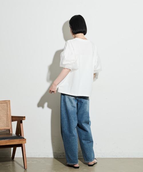 Shelly island（シェリーアイランド）の「チュールパフTシャツ（Tシャツ/カットソー・レディース・ホワイト/ブラック・FREE）」の11枚目の写真