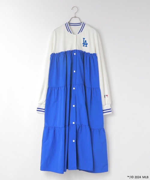 LOWRYS FARM(ローリーズファーム)の「MLB/スタジャンコンビワンピース 105480(ワンピース・レディース・アイボリー/グリーン/レッド/ネイビー・FREE)」の2枚目の写真