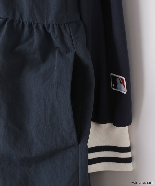 【美品】LOWRYS FARM MLBスタジャンコンビワンピースK130 LOWRYS FARM MLBスタジャンコンビワンピースK130