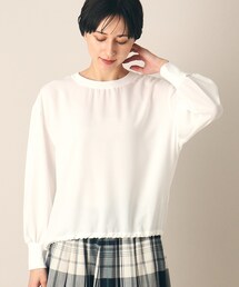 ◆【着回ししやすい・洗える】後ろボタンリブ付きブラウス（XS～L）