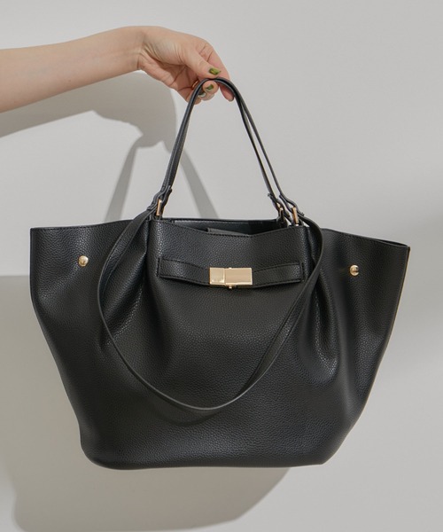 VIS（ビス）の「【A4対応】【軽量】ダブルハンドルトート（トートバッグ・レディース・ブラック/オフホワイト/イエロー系その他3・FREE）」の2枚目の写真