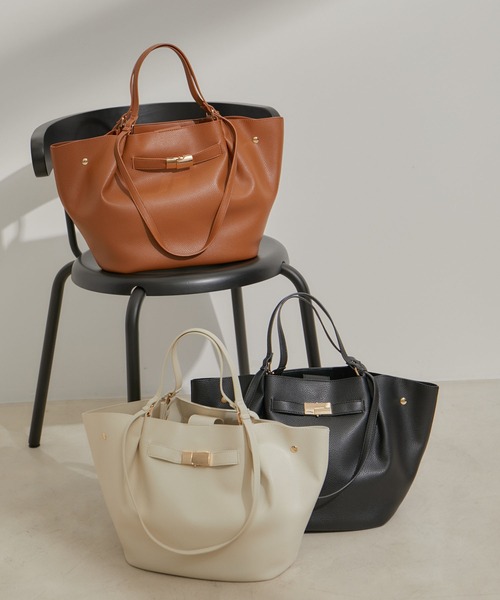 VIS（ビス）の「【A4対応】【軽量】ダブルハンドルトート（トートバッグ・レディース・ブラック/オフホワイト/イエロー系その他3・FREE）」の21枚目の写真