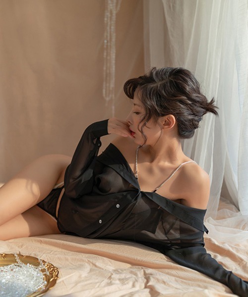 Miniministore（ミニミニストア）の「セクシーランジェリー シャツワンピース夏（インナーウェア/肌着・レディース・ホワイト/ブラック・FREE）」の17枚目の写真