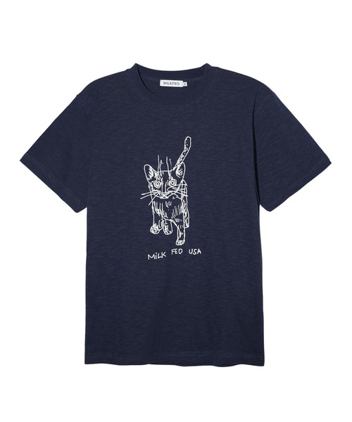 Mark Gonzales（マーク・ゴンザレス）の「CAT SLAB S/S TEE（Tシャツ/カットソー・レディース・ネイビー/ホワイト/ブラウン・M/L）」の4枚目の写真