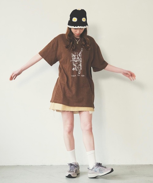 Mark Gonzales（マーク・ゴンザレス）の「CAT SLAB S/S TEE（Tシャツ/カットソー・レディース・ネイビー/ホワイト/ブラウン・M/L）」の14枚目の写真