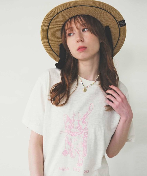 Mark Gonzales（マーク・ゴンザレス）の「CAT SLAB S/S TEE（Tシャツ/カットソー・レディース・ネイビー/ホワイト/ブラウン・M/L）」の21枚目の写真