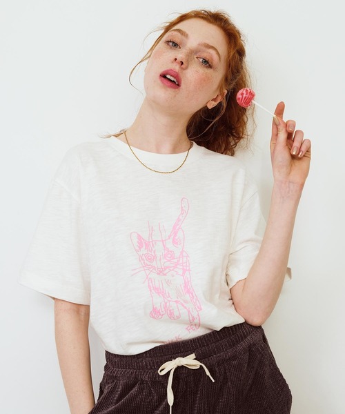 Mark Gonzales（マーク・ゴンザレス）の「CAT SLAB S/S TEE（Tシャツ/カットソー・レディース・ネイビー/ホワイト/ブラウン・M/L）」の18枚目の写真