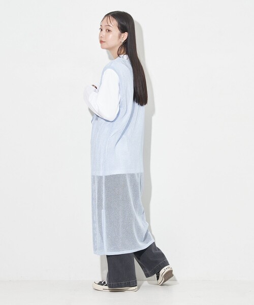 FREAK'S STORE（フリークスストア）の「2WAY カラー シアー メッシュワンピース（ワンピース・レディース・シルバー/ブラック/サックスブルー・ﾌﾘ-）」の13枚目の写真