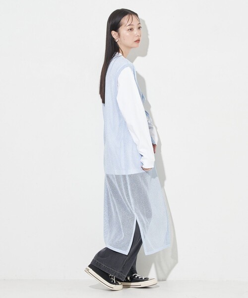 FREAK'S STORE（フリークスストア）の「2WAY カラー シアー メッシュワンピース（ワンピース・レディース・シルバー/ブラック/サックスブルー・ﾌﾘ-）」の15枚目の写真
