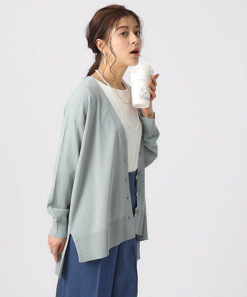 SHOO・LA・RUE（シューラルー）の「◆【洗える/体型カバー/UV】ゆるポンチョ風カーディガン（カーディガン/ボレロ・レディース・ナチュラル/グリーン系/ブラック/イエロー系その他・00）」の10枚目の写真