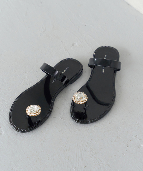 IENA(イエナ)の「FABIO RUSCONI/ファビオルスコーニ 別注 フラワービジュー PVCサンダル(サンダル・レディース・ブラック・36/38/37)」の10枚目の写真