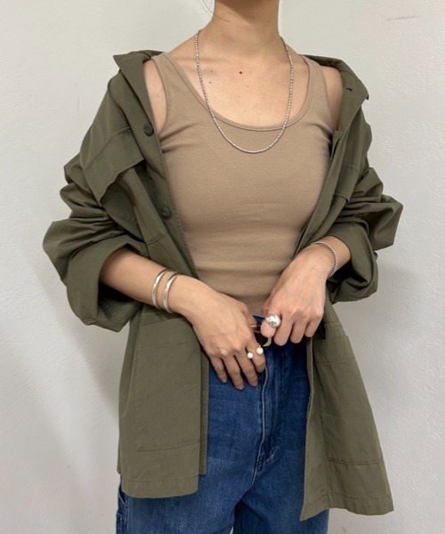 SHENERY（シーナリー）の「リブタンクトップ（タンクトップ・レディース・ブラック/オフホワイト/グレー/ピンク/モカ/ネイビー・FREE）」の5枚目の写真