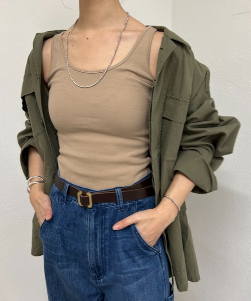 SHENERY（シーナリー）の「リブタンクトップ（タンクトップ・レディース・ブラック/オフホワイト/グレー/ピンク/モカ/ネイビー・FREE）」の12枚目の写真