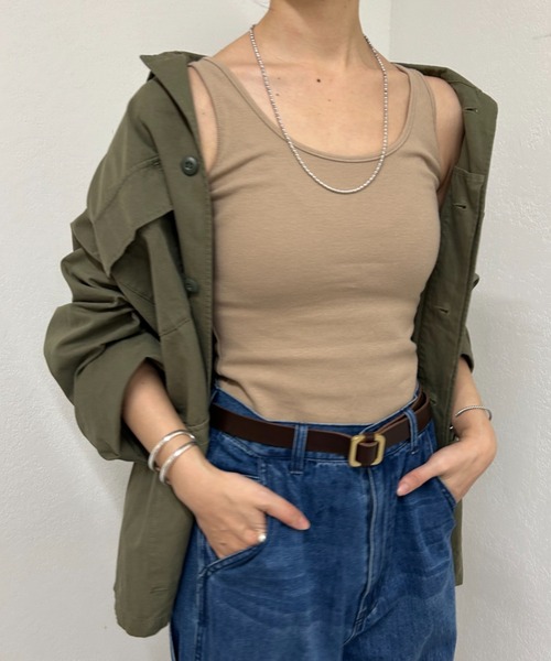 SHENERY（シーナリー）の「リブタンクトップ（タンクトップ・レディース・ブラック/オフホワイト/グレー/ピンク/モカ/ネイビー・FREE）」の13枚目の写真