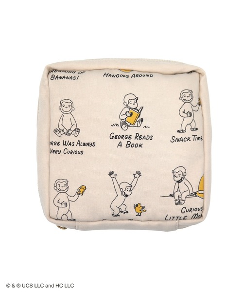 ACCOMMODE（アコモデ）の「【365Curious 】おさるのジョージ　パターンスクエアポーチ（ポーチ・レディース・アイボリー/ベージュ・FREE）」の2枚目の写真