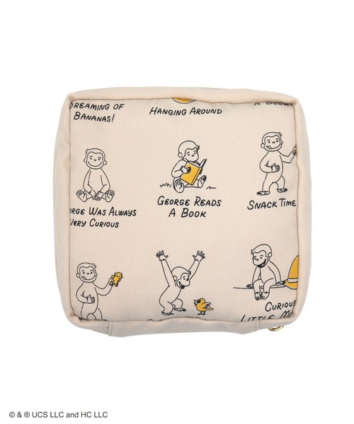 ACCOMMODE（アコモデ）の「【365Curious 】おさるのジョージ　パターンスクエアポーチ（ポーチ・レディース・アイボリー/ベージュ・FREE）」の4枚目の写真