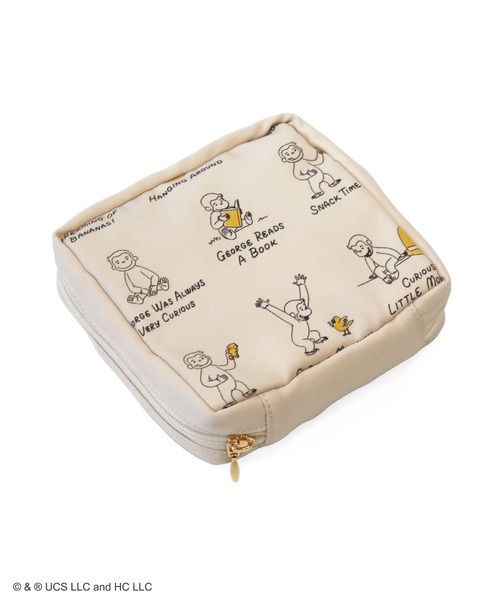 ACCOMMODE（アコモデ）の「【365Curious 】おさるのジョージ　パターンスクエアポーチ（ポーチ・レディース・アイボリー/ベージュ・FREE）」の5枚目の写真