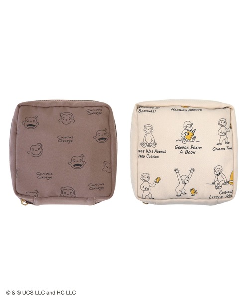 ACCOMMODE（アコモデ）の「【365Curious 】おさるのジョージ　パターンスクエアポーチ（ポーチ・レディース・アイボリー/ベージュ・FREE）」の3枚目の写真