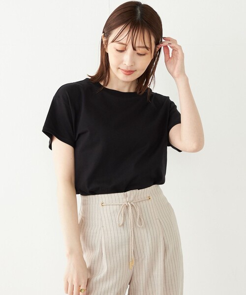 SHIPS Colors(シップス カラーズ)の「SHIPS Colors:天竺 ショートスリーブ ベーシック TEE◇(Tシャツ/カットソー・レディース・ブラック/オフホワイト/ライトグリーン/ラベンダー・ONE SIZE)」の1枚目の写真