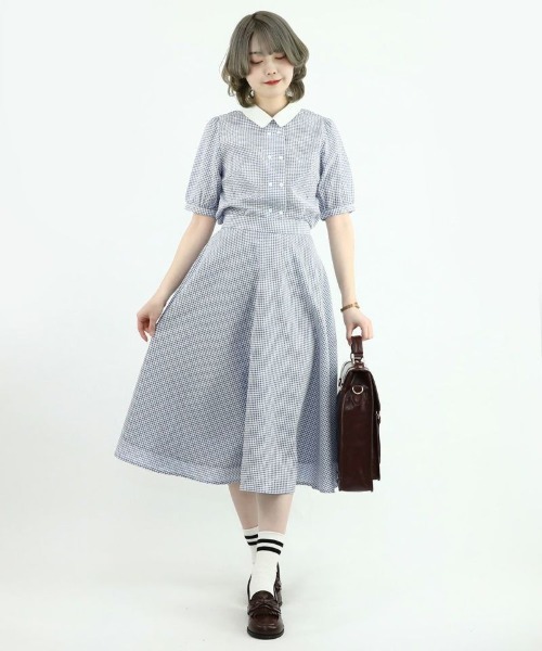 F i.n.t（フィント）の「サッカーギンガムフレアースカート/fint（スカート・レディース・ブラック×ホワイト/ホワイト×ブルー・FREE）」の19枚目の写真