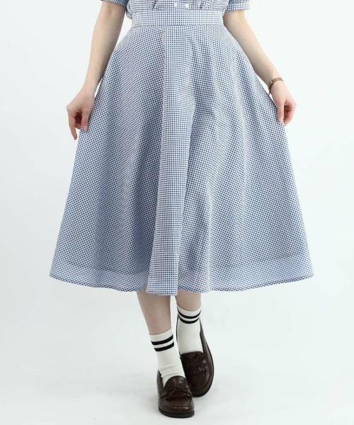F i.n.t（フィント）の「サッカーギンガムフレアースカート/fint（スカート・レディース・ブラック×ホワイト/ホワイト×ブルー・FREE）」の20枚目の写真