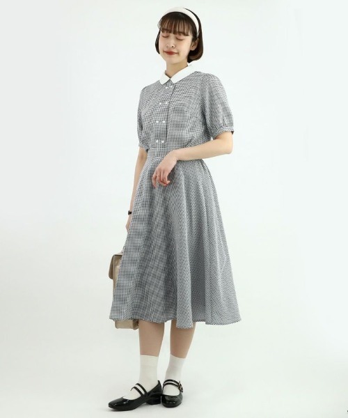 F i.n.t（フィント）の「サッカーギンガムフレアースカート/fint（スカート・レディース・ブラック×ホワイト/ホワイト×ブルー・FREE）」の5枚目の写真