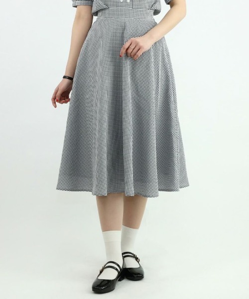 F i.n.t（フィント）の「サッカーギンガムフレアースカート/fint（スカート・レディース・ブラック×ホワイト/ホワイト×ブルー・FREE）」の6枚目の写真