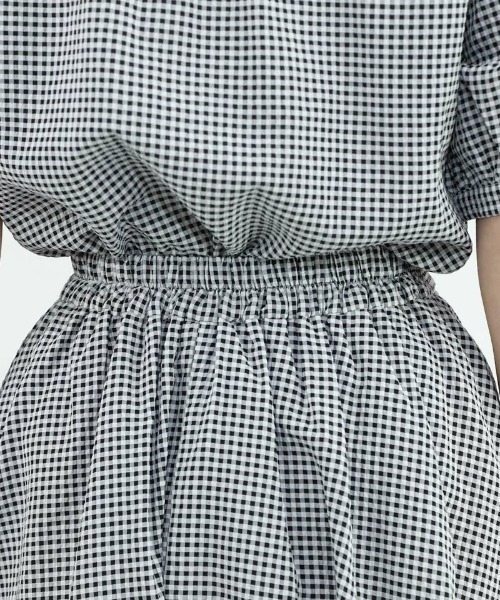 F i.n.t（フィント）の「サッカーギンガムフレアースカート/fint（スカート・レディース・ブラック×ホワイト/ホワイト×ブルー・FREE）」の9枚目の写真