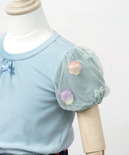 panpantutu（パンパンチュチュ）の「お花とリボンのパフスリーブトップ(80-130cm)（Tシャツ/カットソー・キッズ・ラベンダー/ピンクベージュ/ライトブルー/ネイビー・100cm/90cm/110cm/120cm/130cm/80ｃｍ）」の18枚目の写真