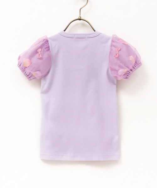 panpantutu（パンパンチュチュ）の「お花とリボンのパフスリーブトップ(80-130cm)（Tシャツ/カットソー・キッズ・ラベンダー/ピンクベージュ/ライトブルー/ネイビー・100cm/90cm/110cm/120cm/130cm/80ｃｍ）」の21枚目の写真