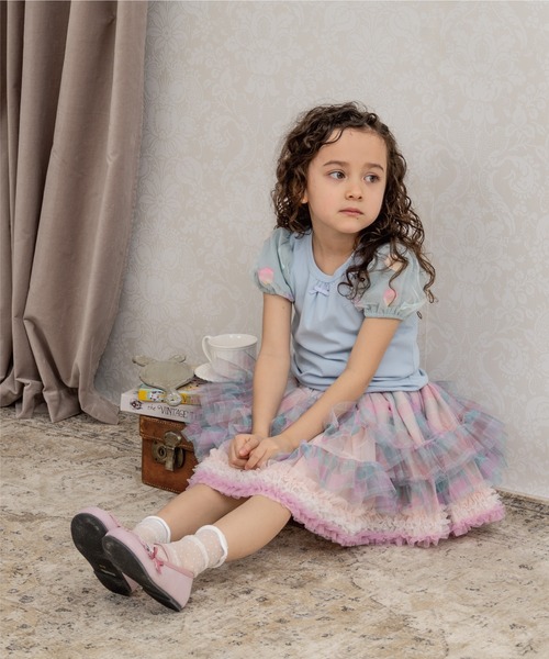 panpantutu（パンパンチュチュ）の「お花とリボンのパフスリーブトップ(80-130cm)（Tシャツ/カットソー・キッズ・ラベンダー/ピンクベージュ/ライトブルー/ネイビー・100cm/90cm/110cm/120cm/130cm/80ｃｍ）」の11枚目の写真