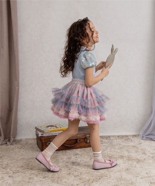 panpantutu（パンパンチュチュ）の「お花とリボンのパフスリーブトップ(80-130cm)（Tシャツ/カットソー・キッズ・ラベンダー/ピンクベージュ/ライトブルー/ネイビー・100cm/90cm/110cm/120cm/130cm/80ｃｍ）」の13枚目の写真